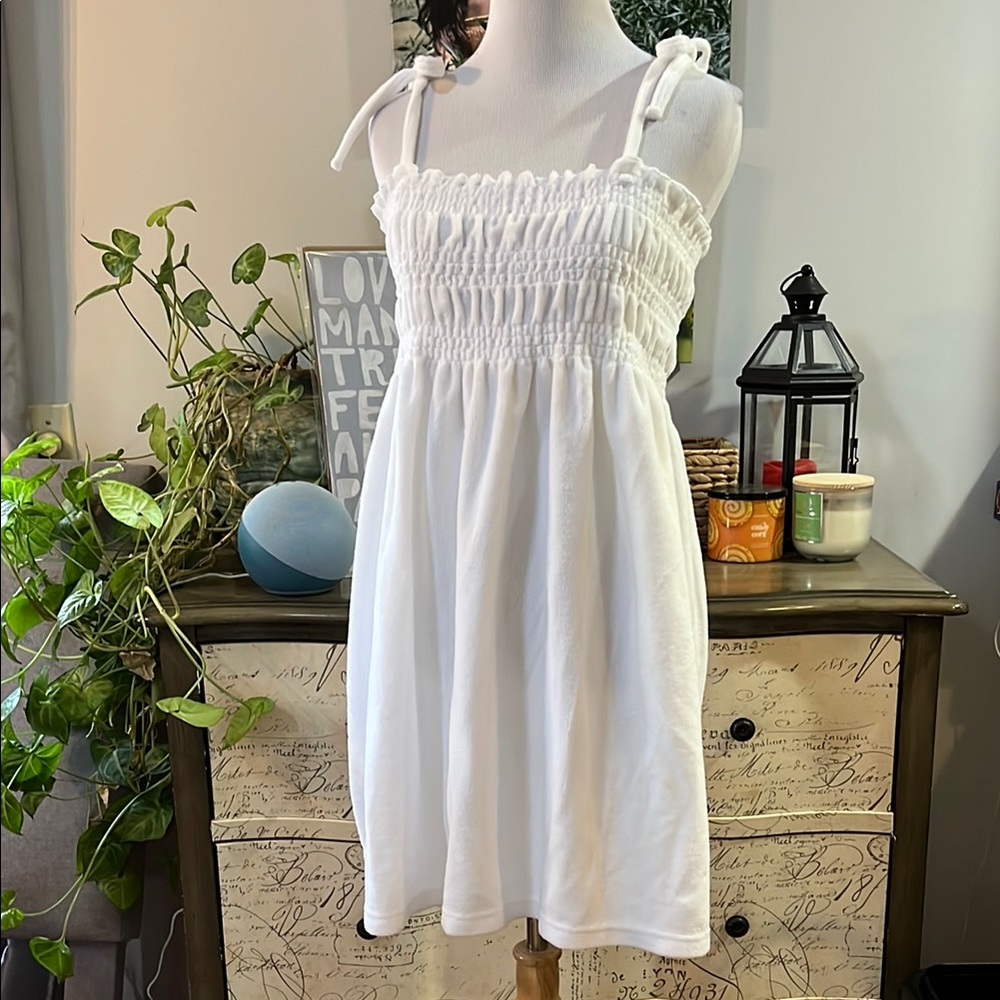 VINTAGE SECRET TREASURES FRENCH TERRYCLOTH DRESS COVERUP ARTIC WHT PLUS SIZE 2X - Picture 3 of 10